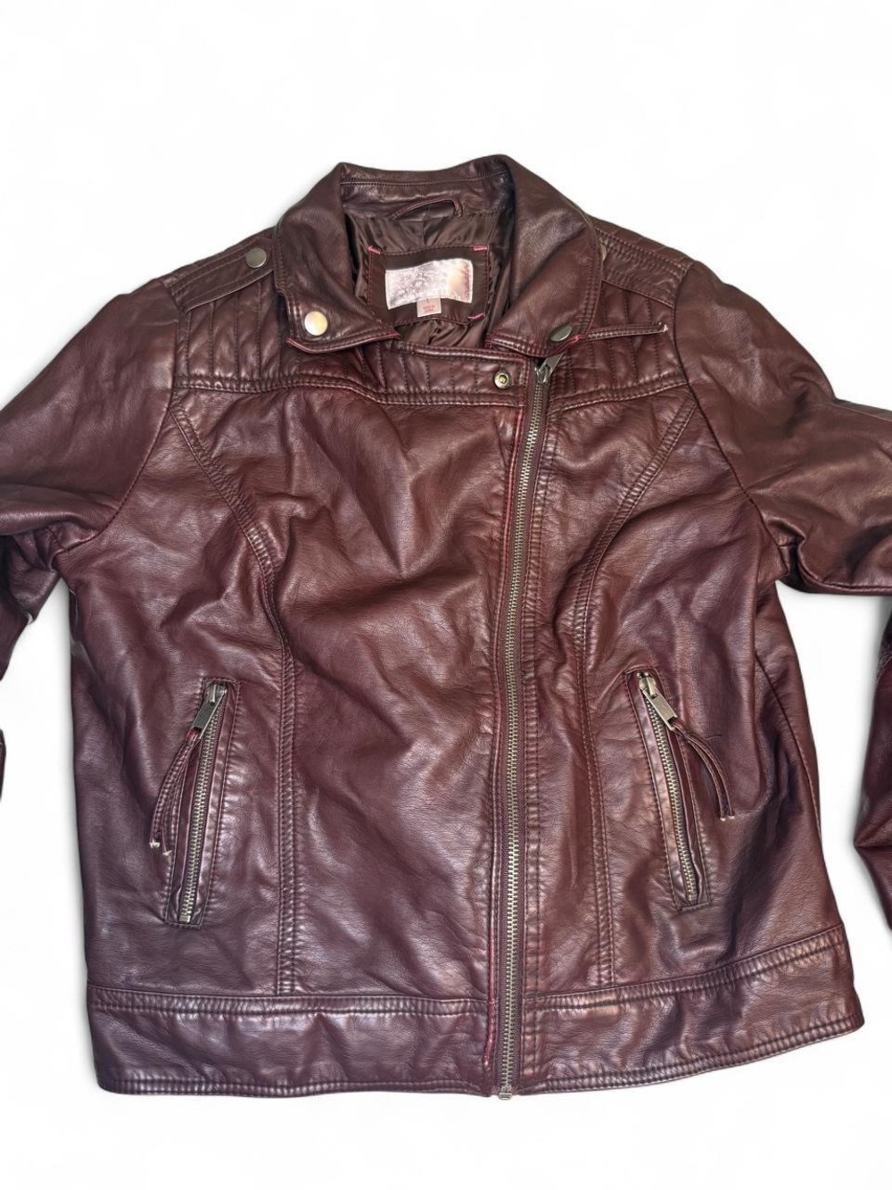 Xhilaration Maroon Faux Leather Moto Jacket
